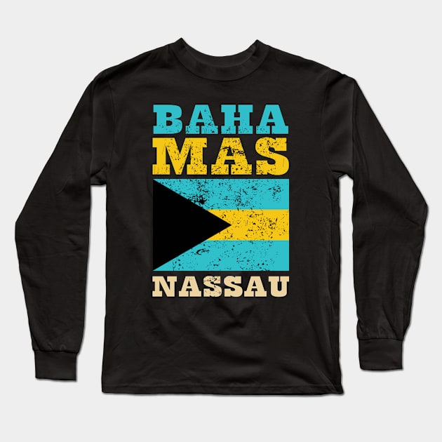 Flag of St Bahamas Long Sleeve T-Shirt by KewaleeTee